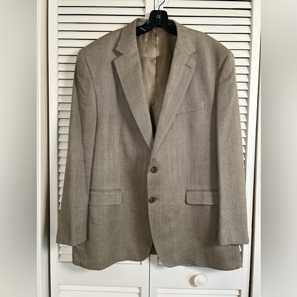 VTG Ralph By Ralph Lauren 48R 100% Silk Herringbone Blazer Jacket Sports Coat - Picture 1 of 12